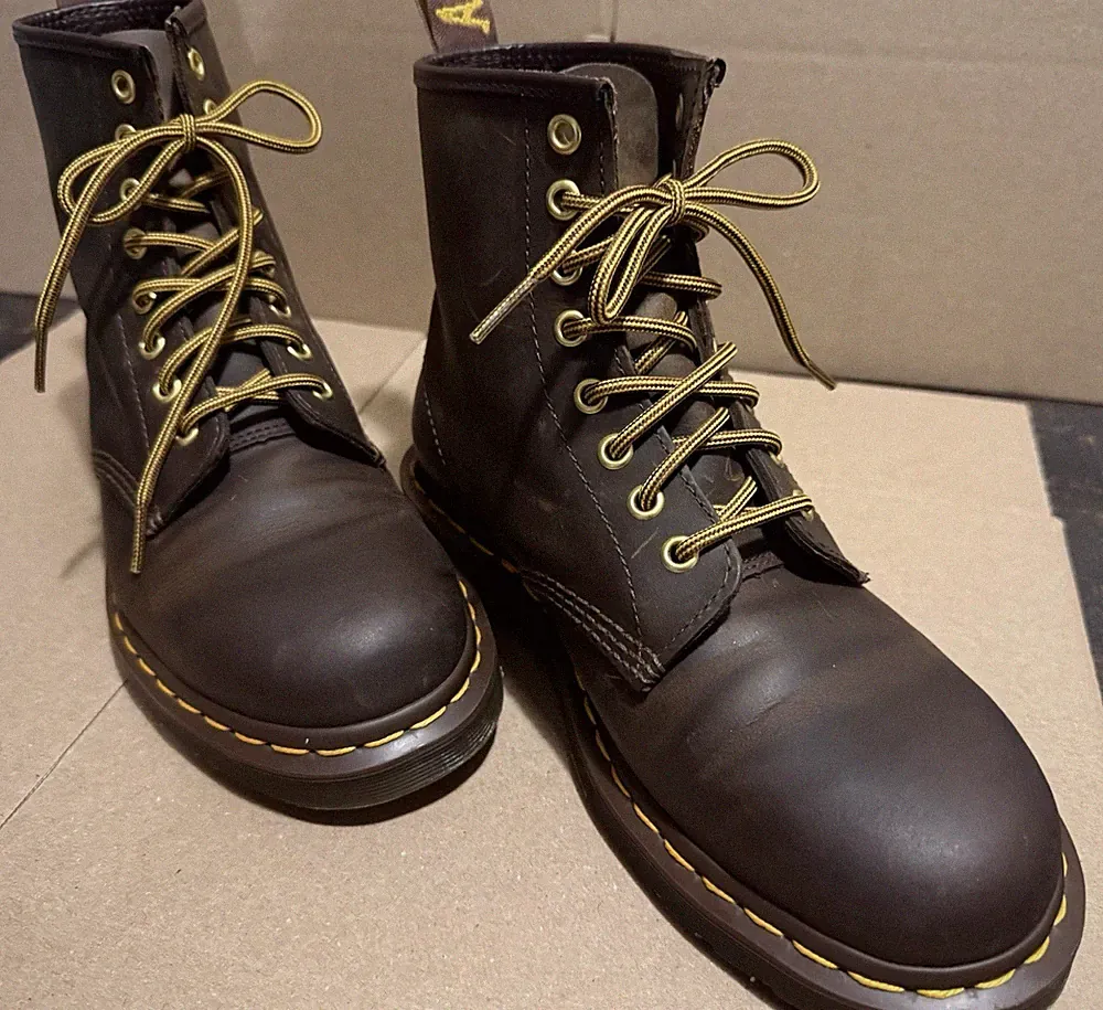 Dr. Martens 1460 boots Brown Leather Lace Up Combat Boots, Unisex- US Size 7