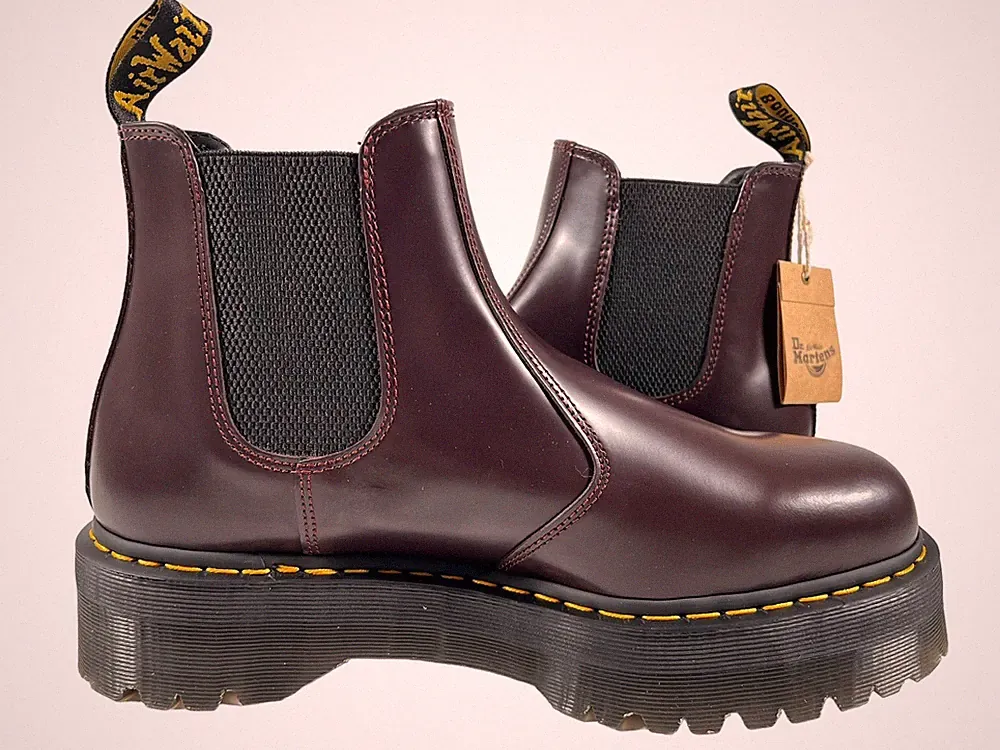 Dr Martens Chelsea Boots Mens 14 Women 16 Burgundy Smooth Leather 2976 Quad NEW