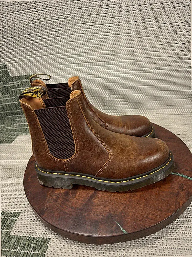 Dr Martens Chelsea Boots Mens Size 8 Us 2976 Slip Resistant Soft Toe Work Tan