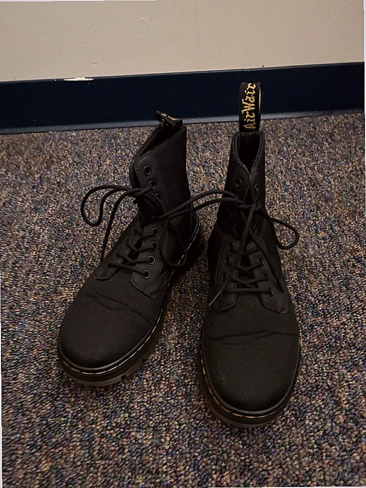 Dr. Martens Men's Black Nylon Combat Boots Lace-Up Ankle Round Toe Size 7