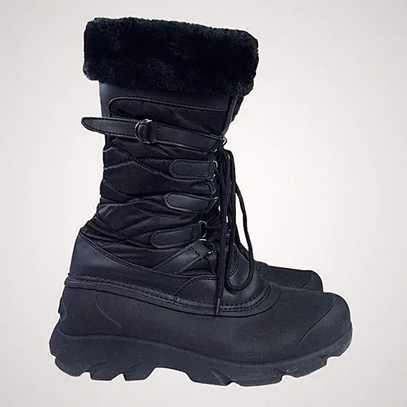 Dream Pairs Tapanz-1 Winter Boots Black Thinsulate Faux Fur Snow Hiking Women 8