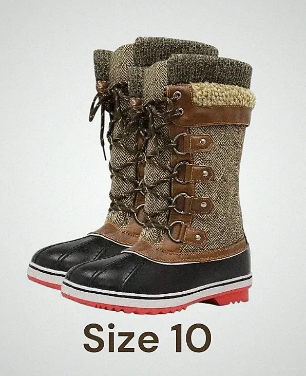 Dream Pairs Women Waterproof Snow Boots Winter Warm Snow Faux Fur Lined Flat Mid