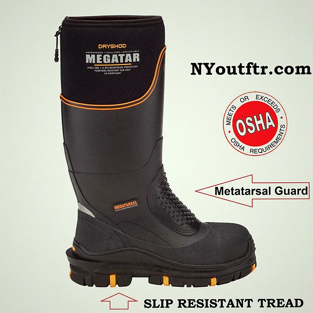 Dryshod MEGATAR Sizes 7-15 Steel Toe Protection Metatarsal Boot MEG-MH-BK