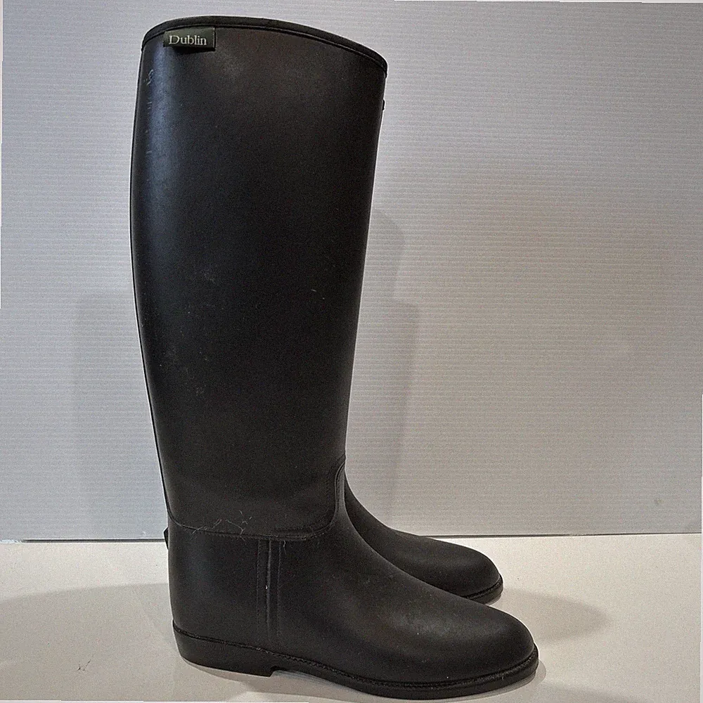 Dublin Equestrian Riding Boots High Black PVC Insulated Pull-On 38