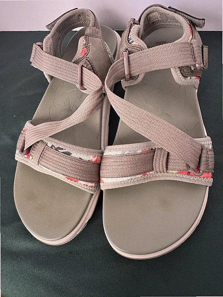 Earth Origins Strappy Sandal Womens 9 Olive Vivvy Hiking Vegan Beach Walking