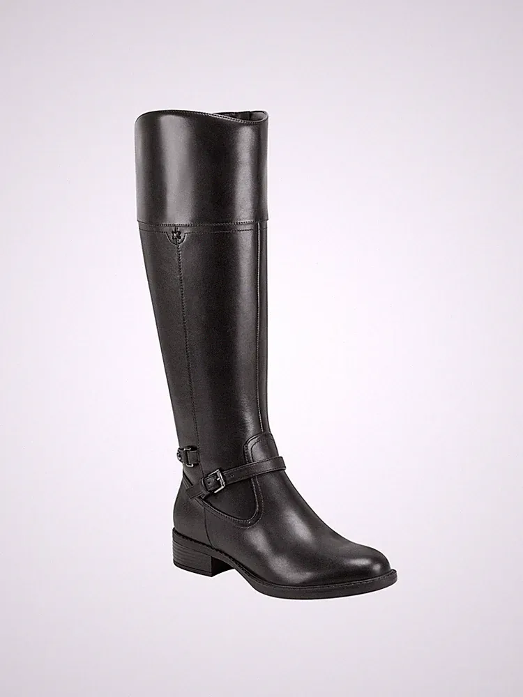 EASY SPIRIT Womens Black Removable Footbed Double Panels Leigh Riding Boot 5 M