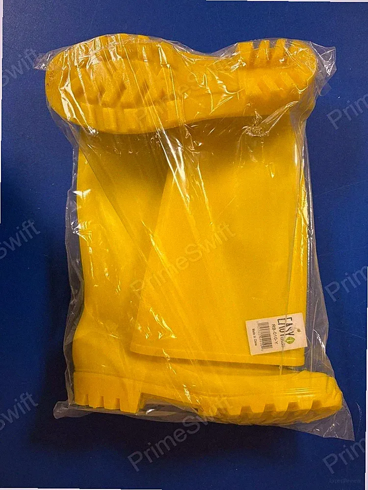 Easy USA Waterproof Rubber Rain Boots Women Yellow Closed Toe RB-010-Y, Size 8