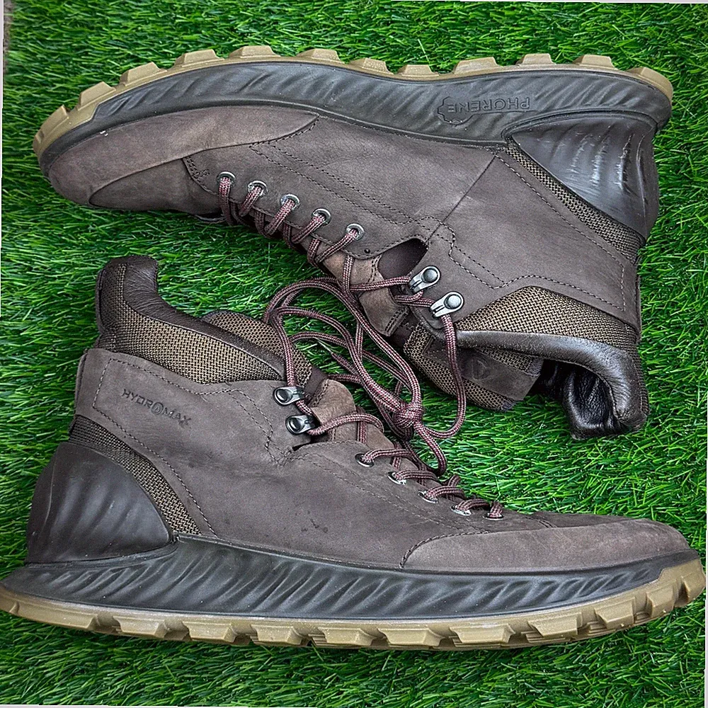 Ecco Exostrike Boots Mens Size 13 (47 EU) Medium D Brown Hydromax Hiking Trail