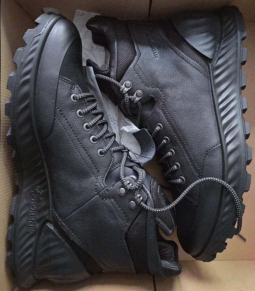 ECCO Men's Rugged Track Black Waterproof Hiking Boots Size 12-12.5 /EU46 GoreTex