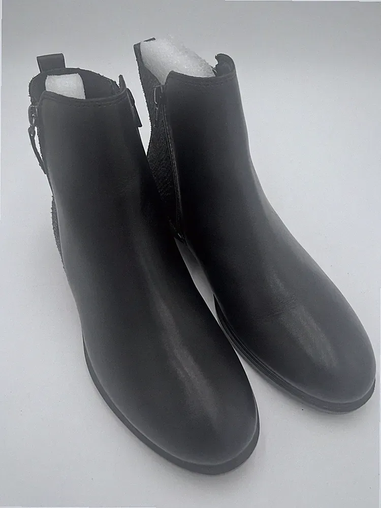 ECCO Touch 15 Ankle Boots Black Leather Side Zip EU 40 US 9 9.5 NWOB Comfort