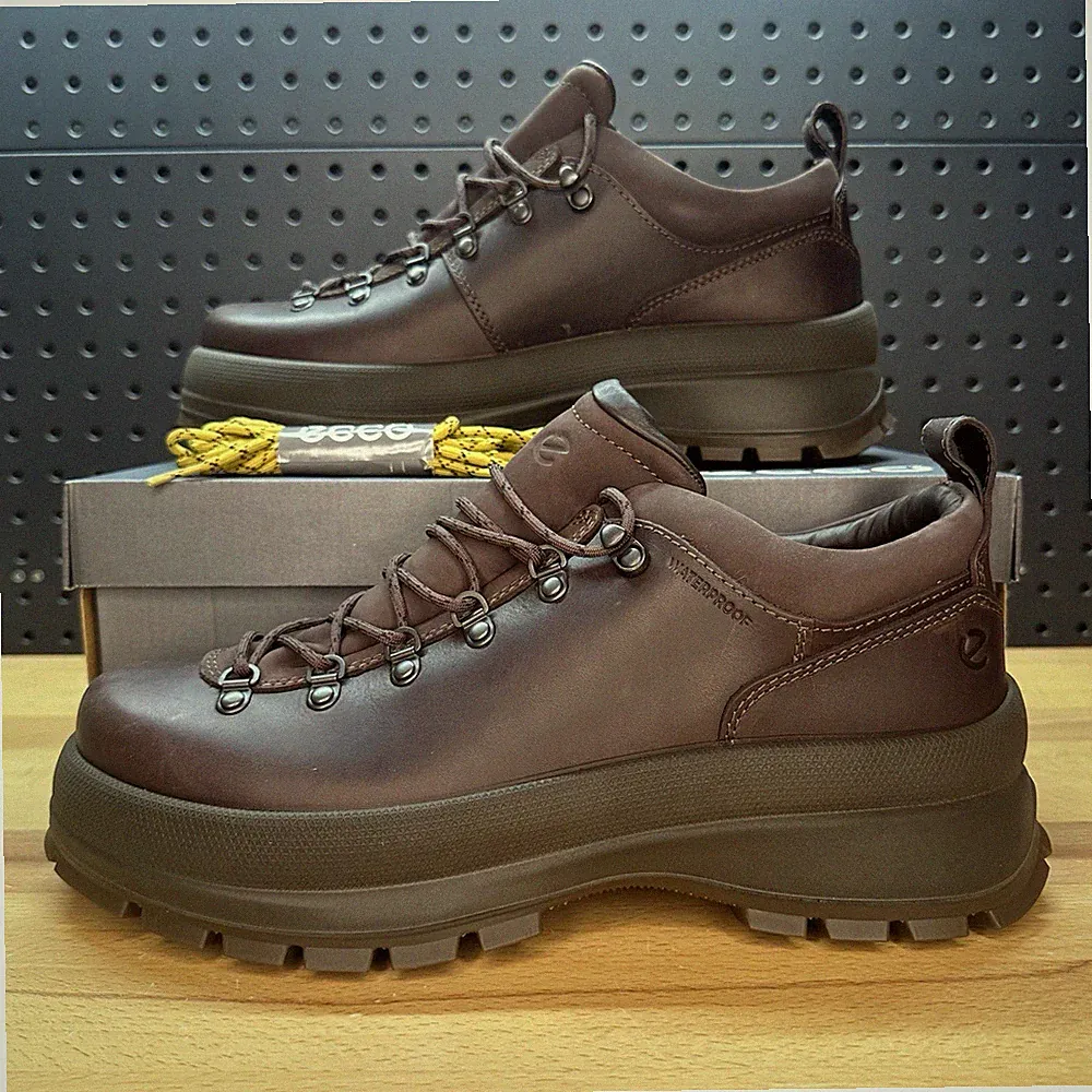 Ecco Track 30 Mid Boots Casual Hiking Leather Coffee Mocha EU 44 / US 10 - 10.5