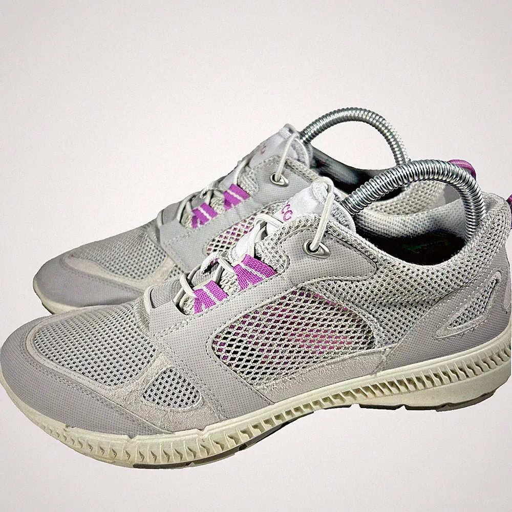 Ecco Womens Hiking Shoes Size 7 EU 38 Trail Running Gray Purple Walking Sneakers