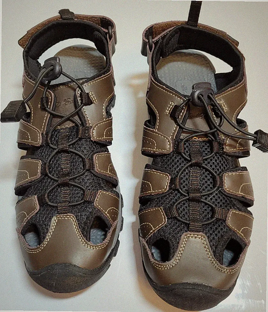 Eddie Bauer 10 M Mens Stewart Hiking Sport Sandal Brown Closed Toe Hiking Shoes