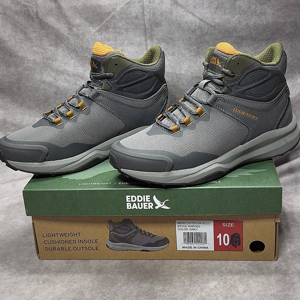 Eddie Bauer Boots Mens Size 10 Grey Rapoza Lightweight Outdoor Hiking Shoes NIB