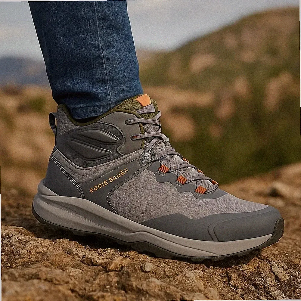 Eddie Bauer Hiking Boots Mens 9.5 Grey Lightweight Mid Top Trail Shoes