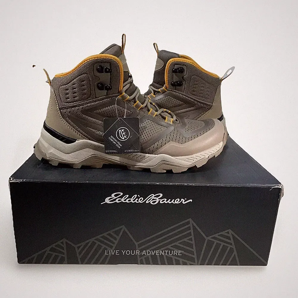 Eddie Bauer Rampart Ridge Trail Hiking Boots Shoes Tan Mens Sz 8 M