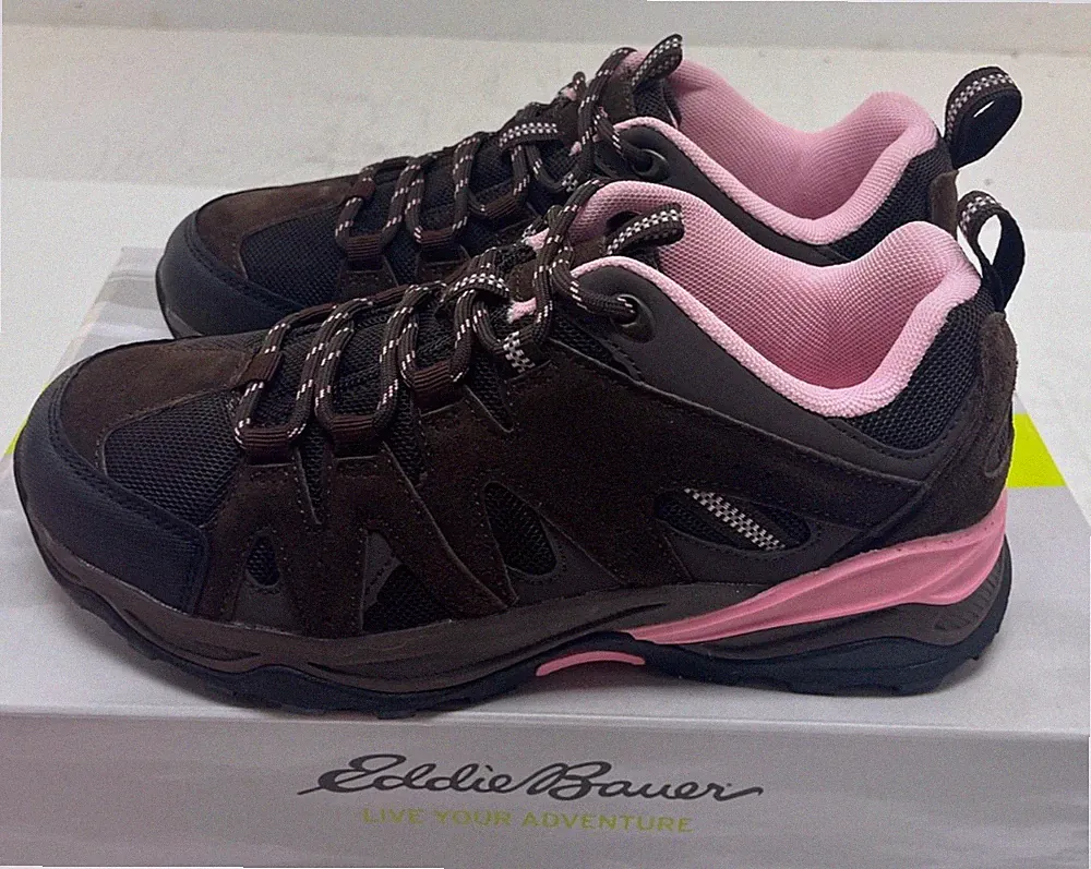 Eddie Bauer Women's Longview Hiking Shoe brown w/ pink FREE shipping!