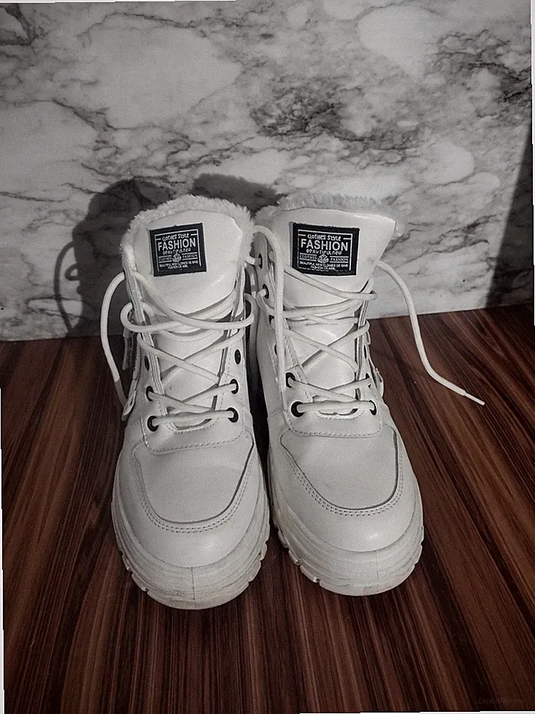 evolutions white fur lined low top boots