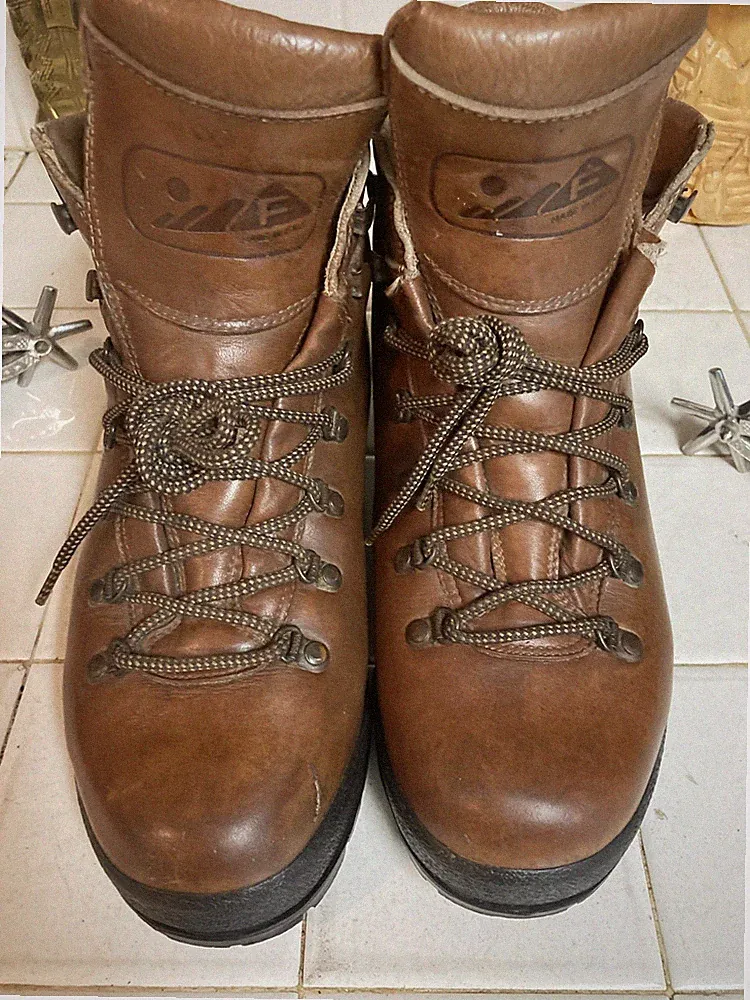 FABIANO TRIONIC MADE IN ITALY BROWN LEATHER LACE UP BOSS MOUNTAINEER BOOTS 8N