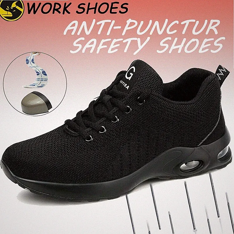 Fashion Safety Shoes Men Steel Toe Sneakers Puncture Proof mesh Work Boots