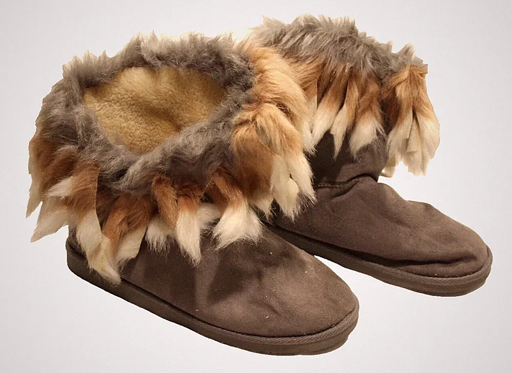 Faux Fur Boots Men/Women Fuzzy Fluffy Furry Round Toe Winter Gray Size 11 Soft
