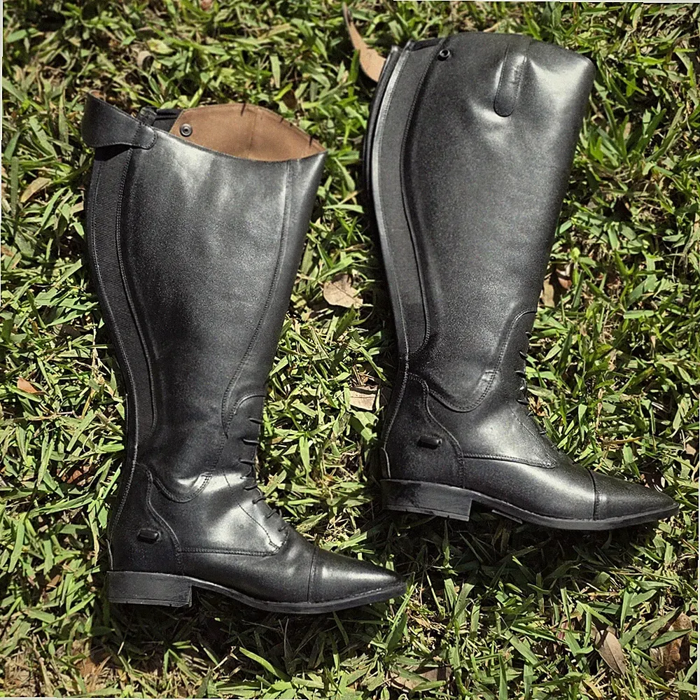 Field Boots W 8.5 17 EXTRA WIDE CALF Black The Wide Boot Company New In Box