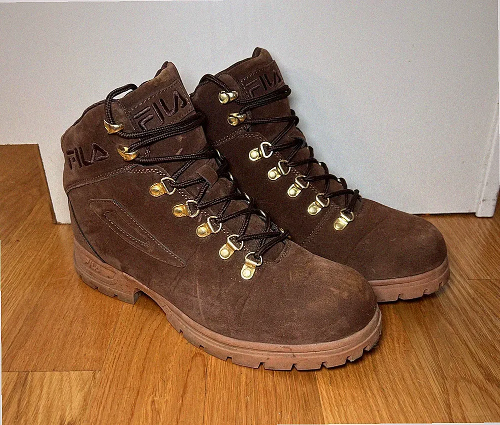 Fila Boots Mens Size 11.5 Hiking Outdoor Trail Synthetic Suede Lace Up Shoes