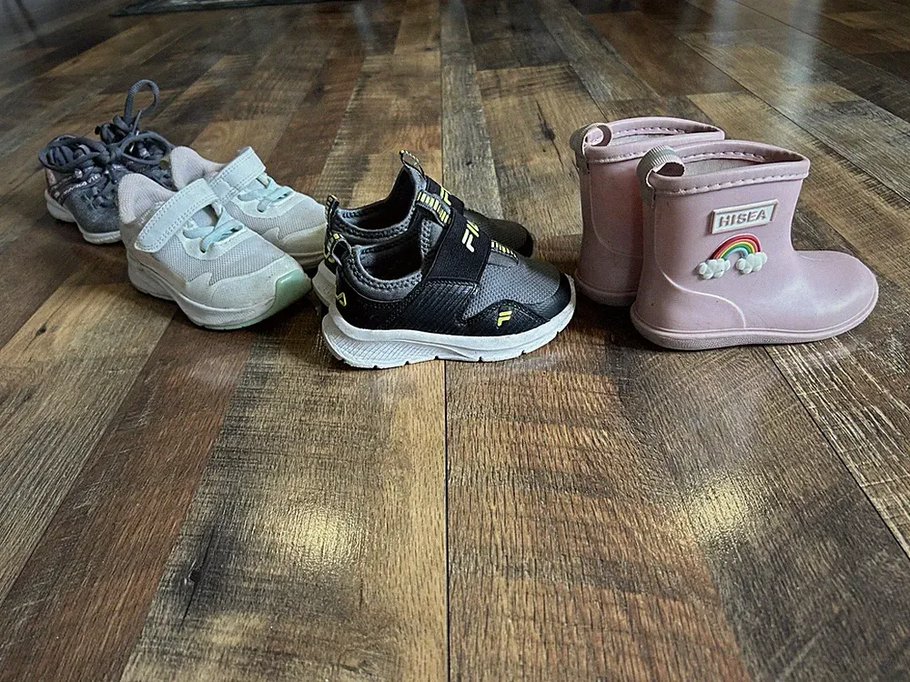FILA & HISEA Girls' Sneakers and Pink Rainbow Rain Boots Lot, Size 6, Comfort