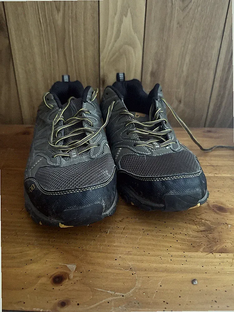 FILA Men's Hiking Shoes Gray Black Yellow US Size 15 Lace-Up Outdoor Trail