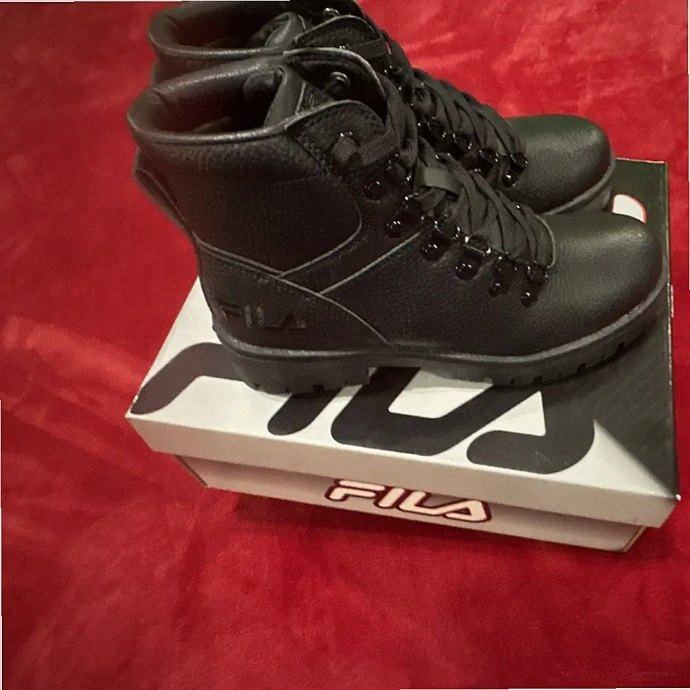 FILA TY20 Women's Black Ankle Combat Boots Lace Up Lined Synthetic Size 6.5