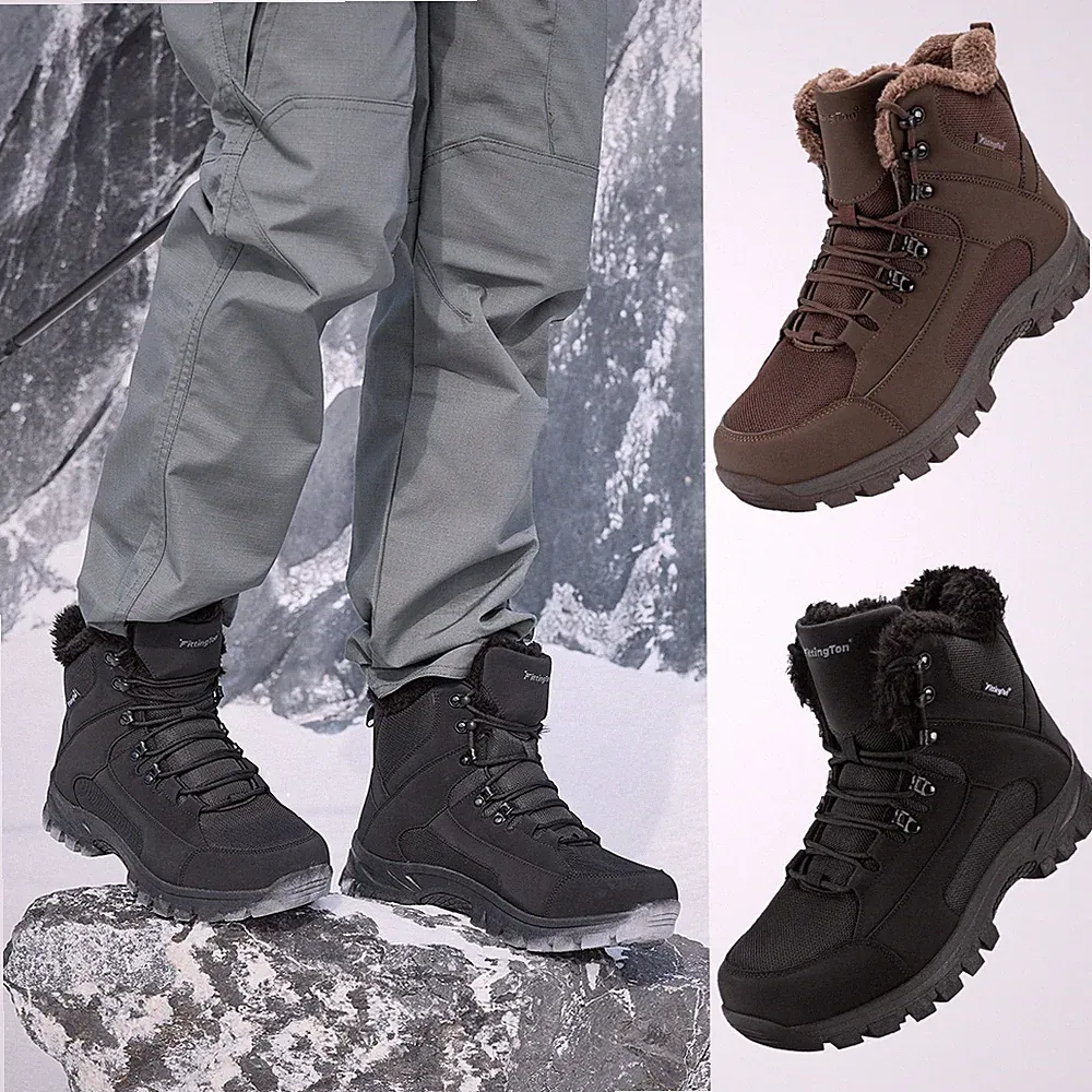 Fittington Men's Snow Boots Outdoor Non-Slip Winter Boot Insulated Mid Calf
