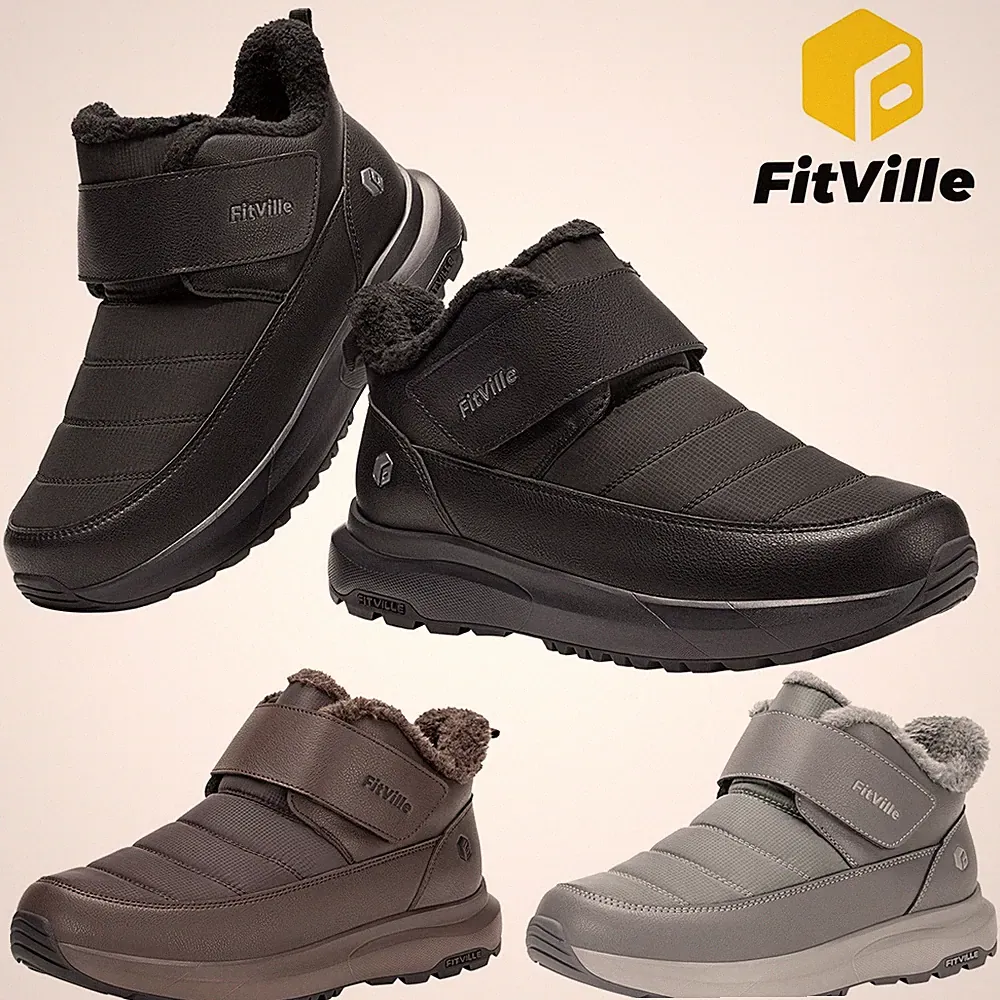 FitVille Extra Wide Snow Boots for Men Fur Lining Winter Boot Outdoor Shoes 8-15
