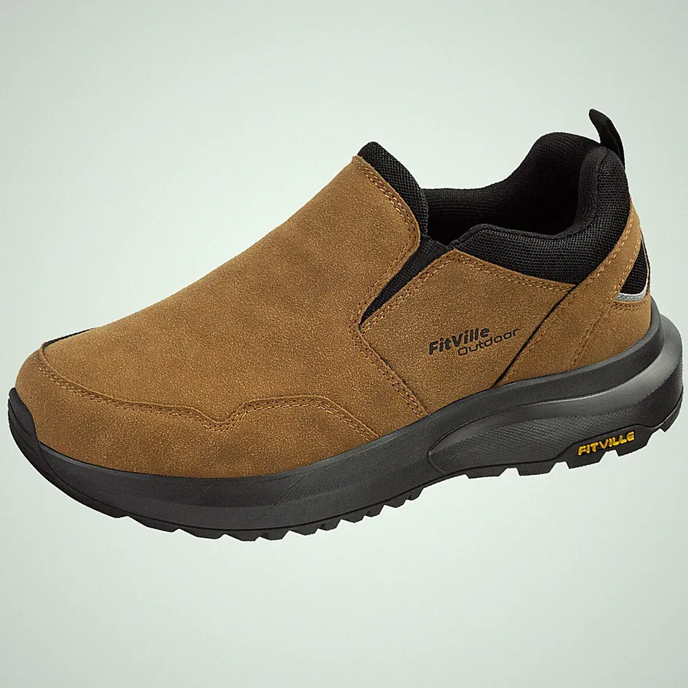 FitVille Men's Trekking Trails Sneakers Slip on Extra Wide Hiking Shoes Outdoor