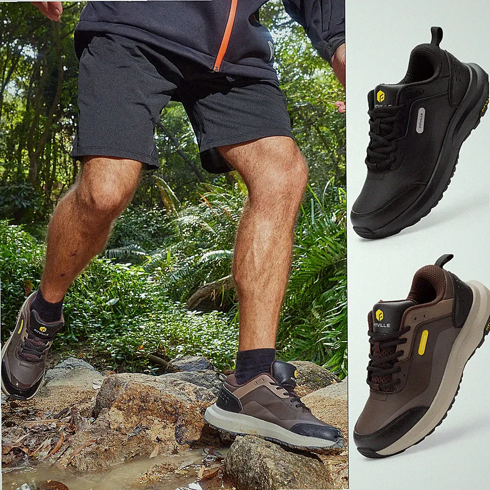 FitVille Men Wide Hiking Shoes Outdoor Walking Shoes Waterproof w/ Arch Support