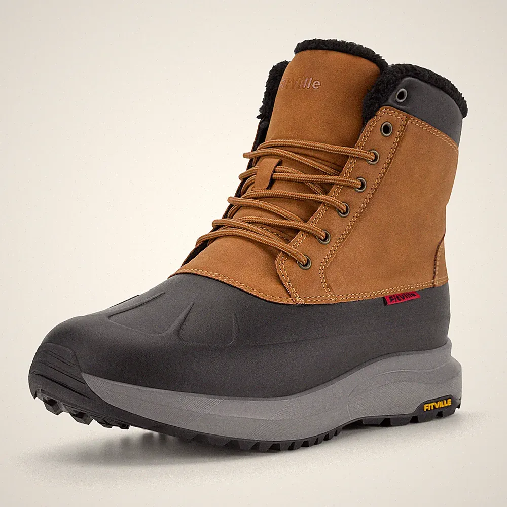 FitVille Men Wide Winter Boots Waterproof Insulated Snow Boot Fur Liner Outdoor