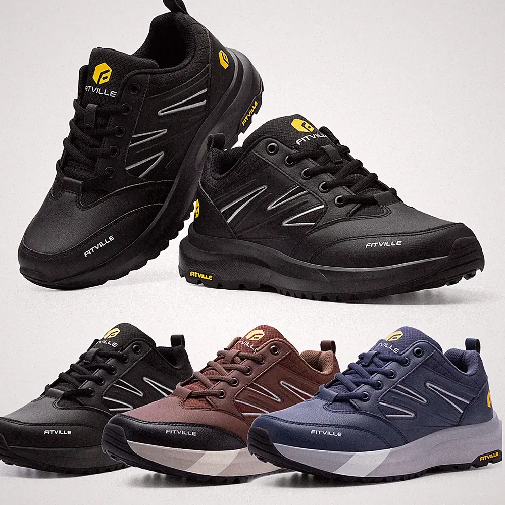 FitVille Mens Wide Hiking Shoes Waterproof Outdoor Work Trekking Trails Sneakers