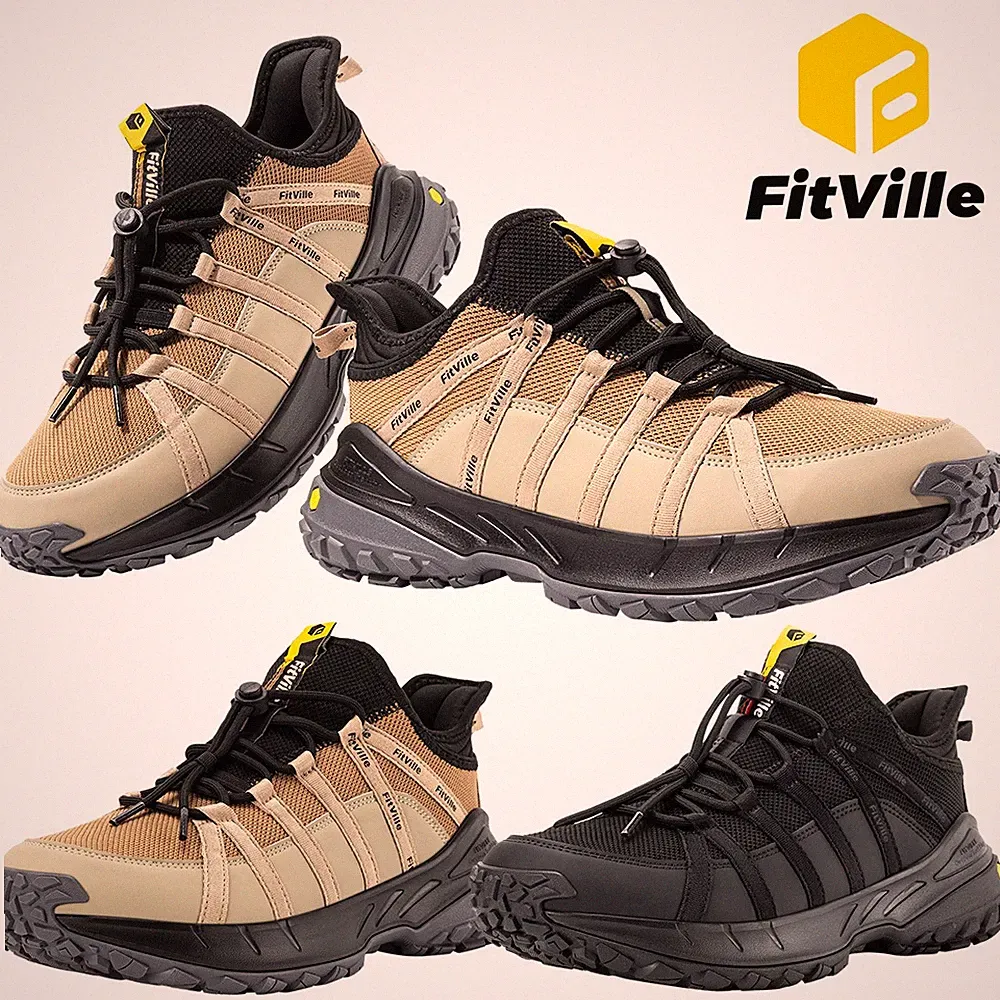 FitVille Mens Wide Walking Hiking Shoes Outdoor Trekking Sneakers Slip Resistant