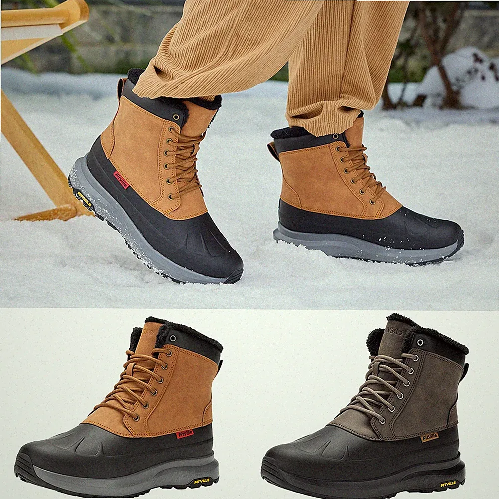FitVille Mens Wide Winter Boots Waterproof Insulated Snow Boot Outdoor Hiking