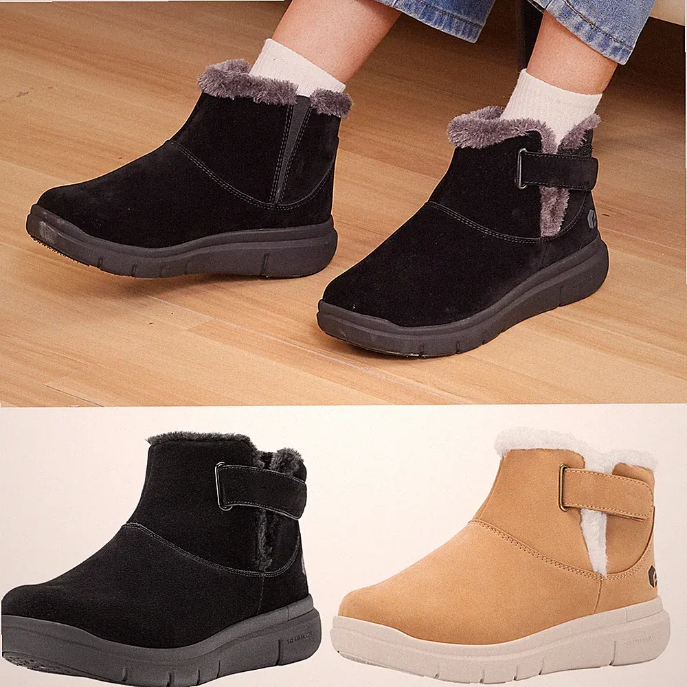 FitVille Wide Width Boots for Women Fur Lining Warm Ankle Snow Boot Adjustable