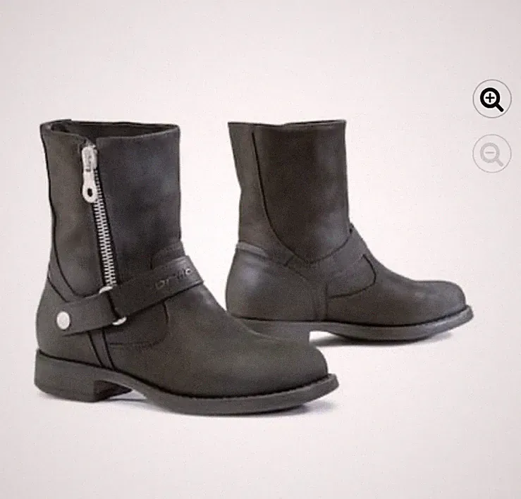Forma Women Eva Black Leather Riding Boots Drytex UK 42 US 11 Silver Motorcycle