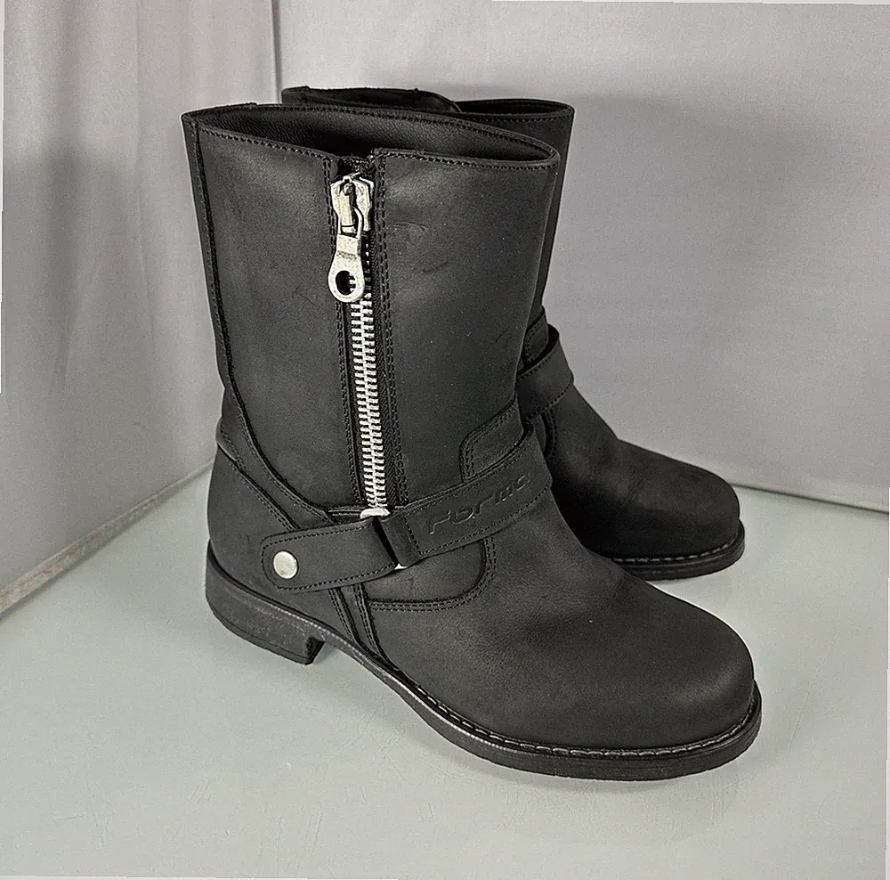 Forma Womens Eva Drytex Waterproof Black Leather Zip Motorcycle Boots US 8 EU 38