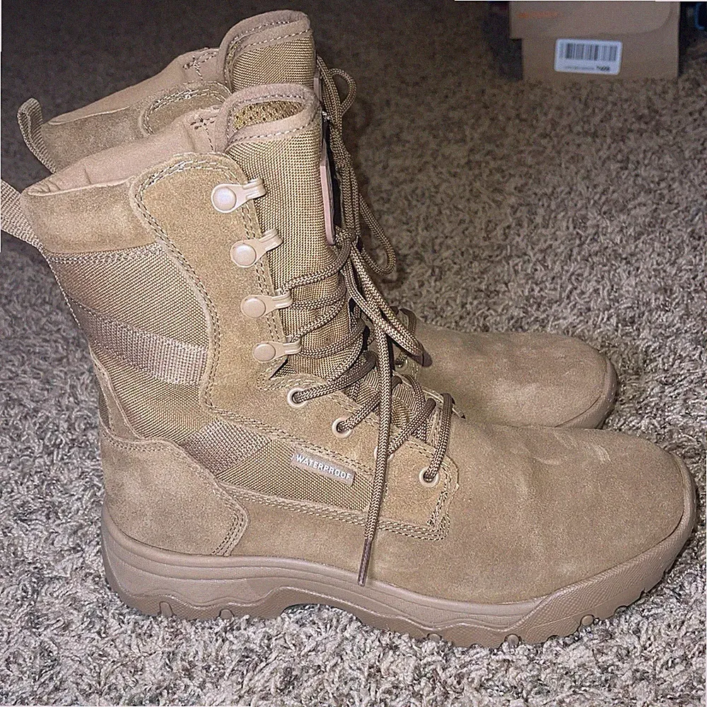 Free Soldier ACC0030 Mens Tan Waterproof Mid Calf Lace Up Combat Boots Size 8.5