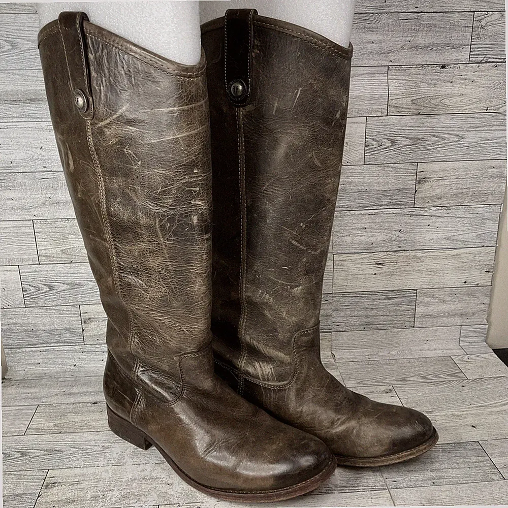 Frye Melissa Button Equestrian Riding Boots Sz 7 B Leather 15" Mid Calf Women's