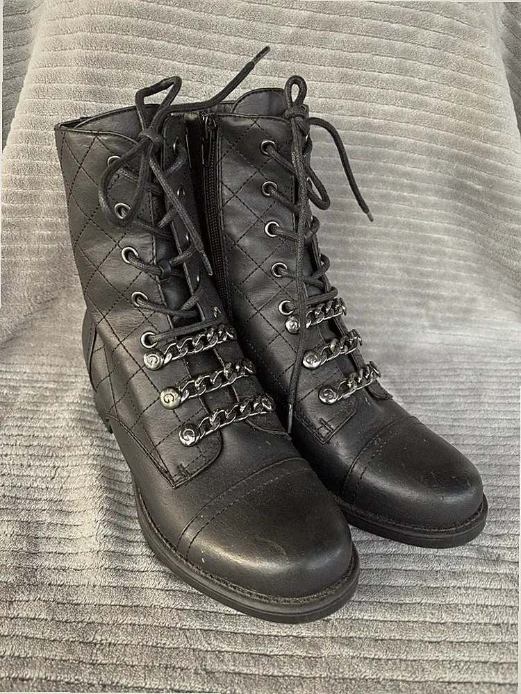 G By Guess Combat Boots Zip Up Lace Up Steampunk Size 8 M