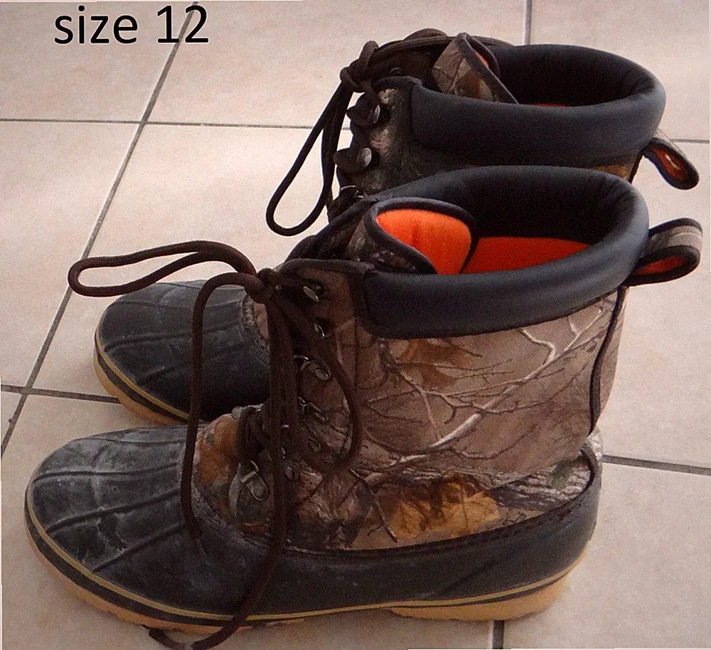 GAME WINNER brown&Camouflage lace duc II hunting winter Boots,6-13-READ ISSUE