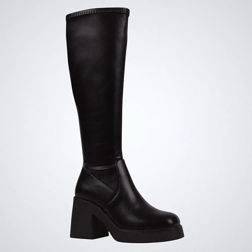 GC Shoes Women's Chantal Platform Elastic Knee High Boots Black Size 9