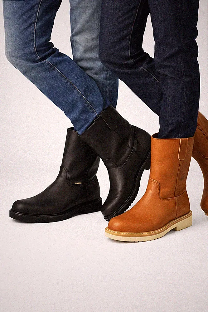 Genuine Leather Men’s Work Boots Slip-On Work Safety Riding Heavy Duty