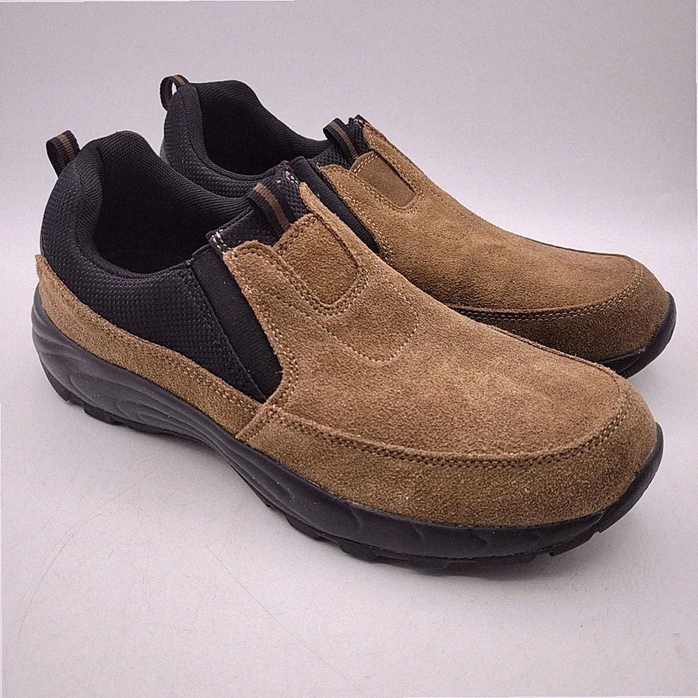 George Rugged Moc Slip On Comfort Shoes Brown Faux Suede Outdoor Hiking Men's 11