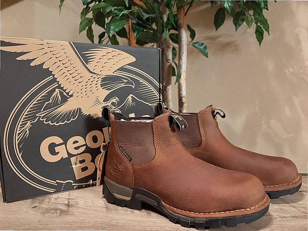 Georgia Boot Eagle One Chelsea Work Boots Men’s 8M Soft Toe Brown Waterproof A