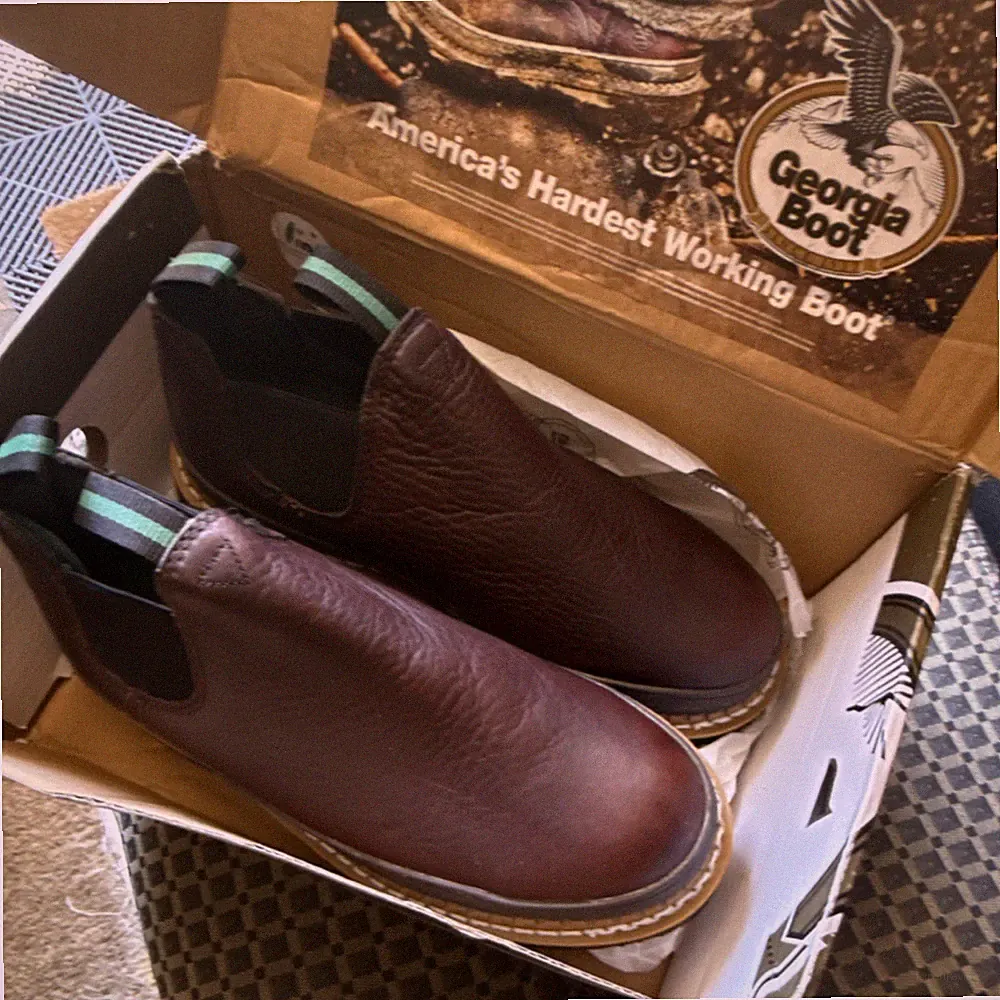 Georgia Boot Georgia Giant Brown Men's Slip-On Work Shoes Boots Durable Comfort